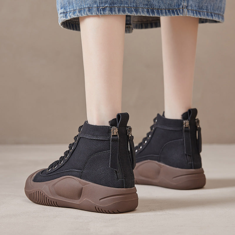 Authentic Platform Ankle Vintage Rear Zipper Boots