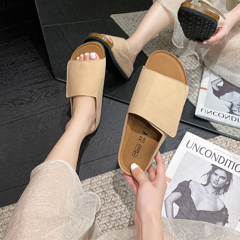 Women's Folding Wide Surface Flat Open Toe Slippers