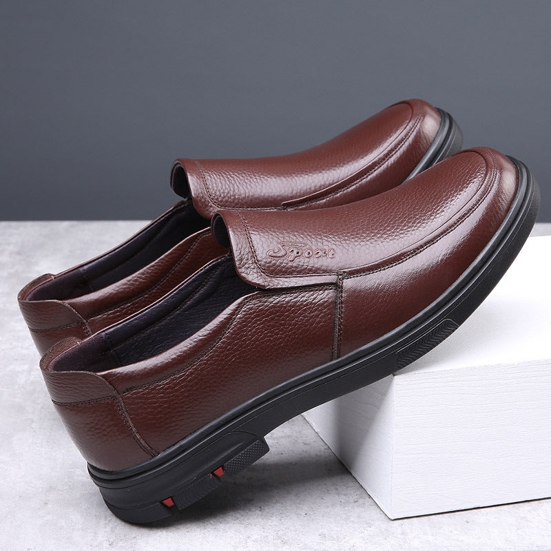 Men's Head Layer Cowhide Genuine Four Business Leather Shoes
