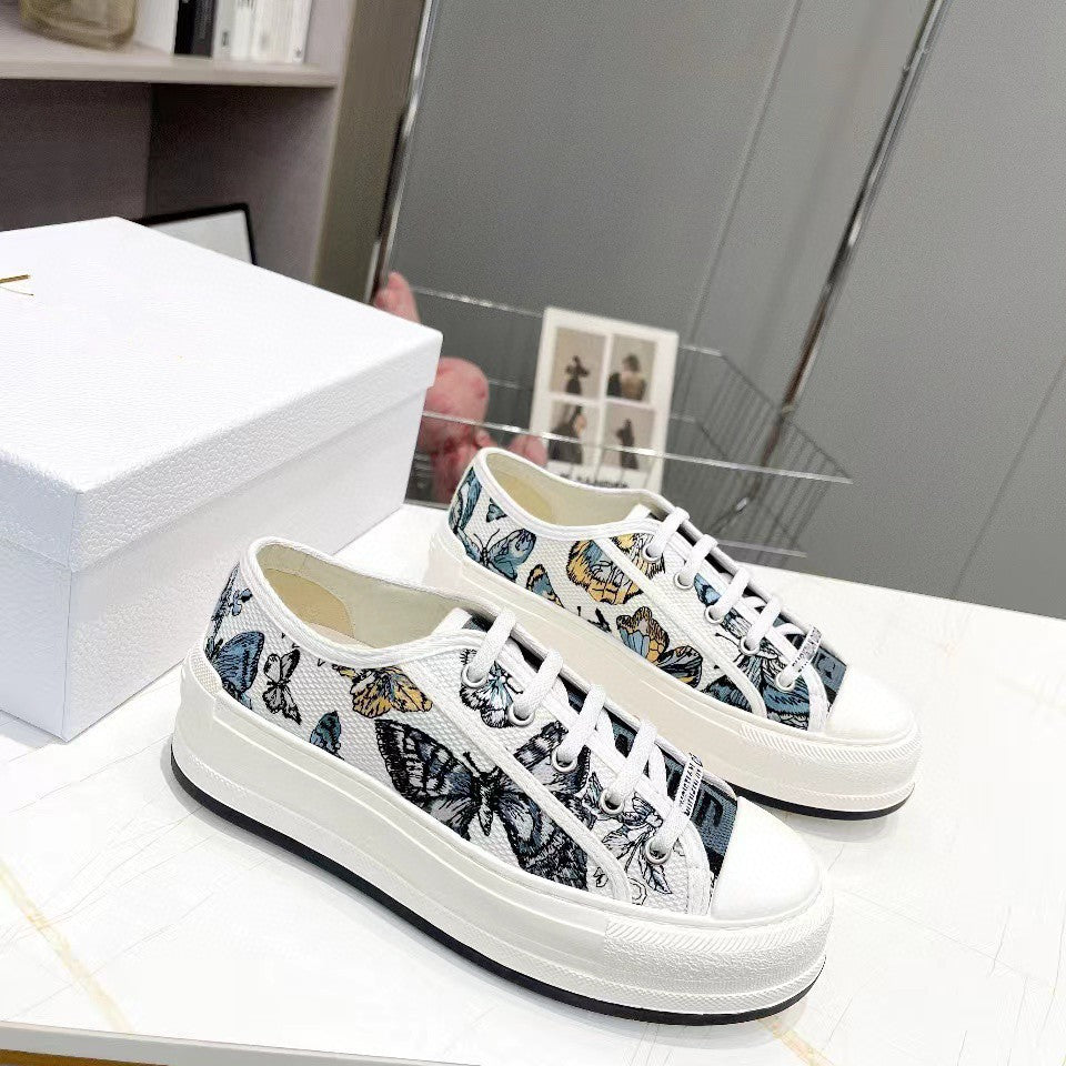 Women's Color Embroidered Platform White Fashionable Comfortable Versatile Casual Shoes