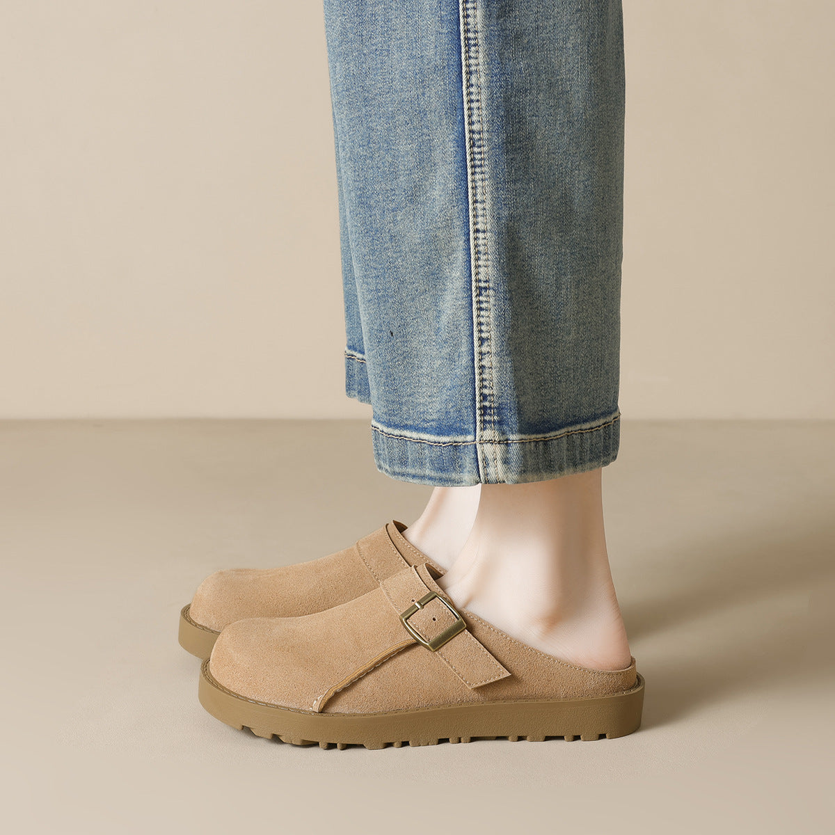 Women's Toe Box Half Outer Wear Thick Slippers