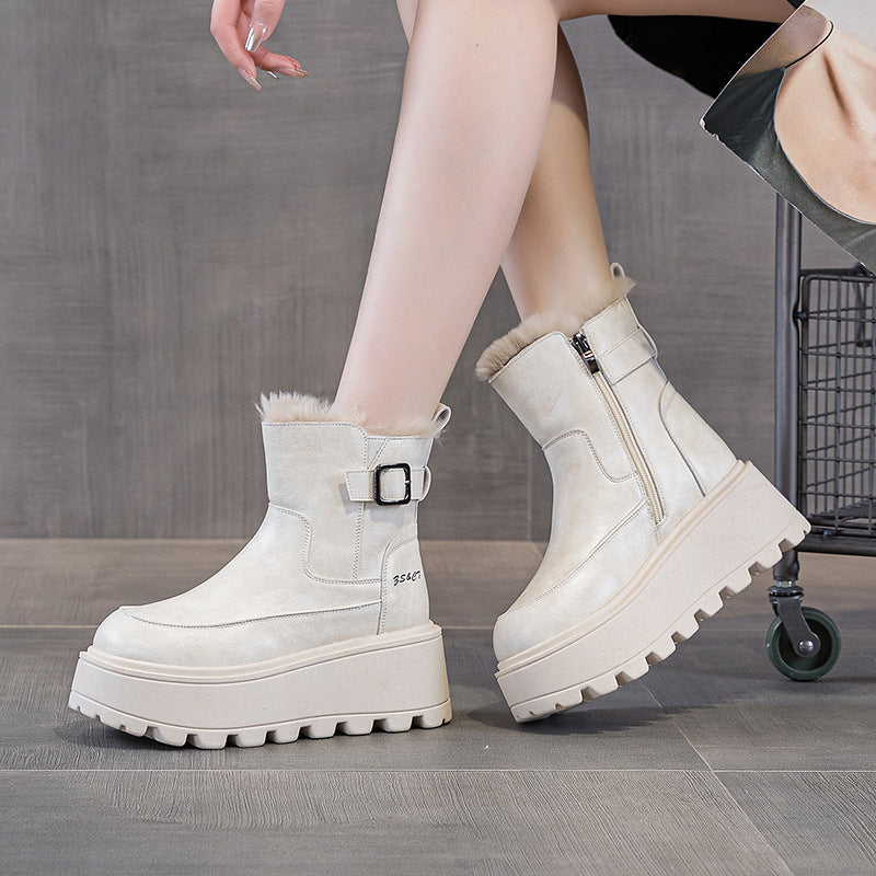 Women's Platform Martin Small Fleece-lined British Style Casual Shoes
