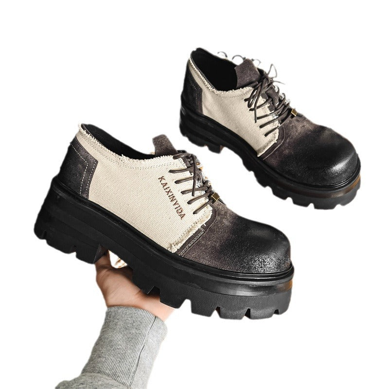 Men's Increasing Patent British Style Black White Leather Shoes