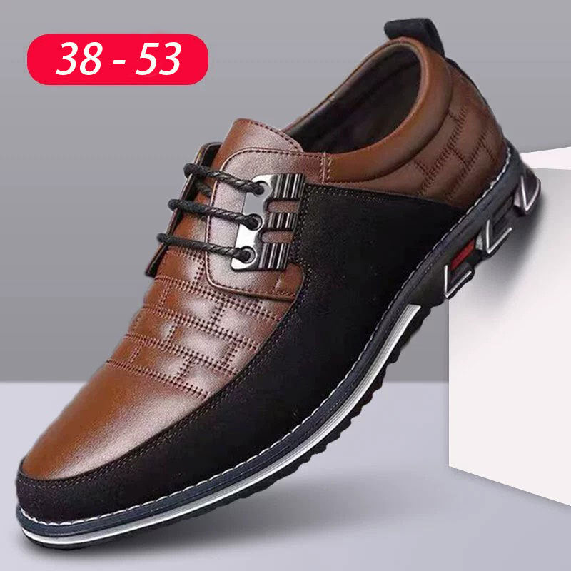 Men's Widened Fattened Extra Large Size Embroidery Leather Shoes