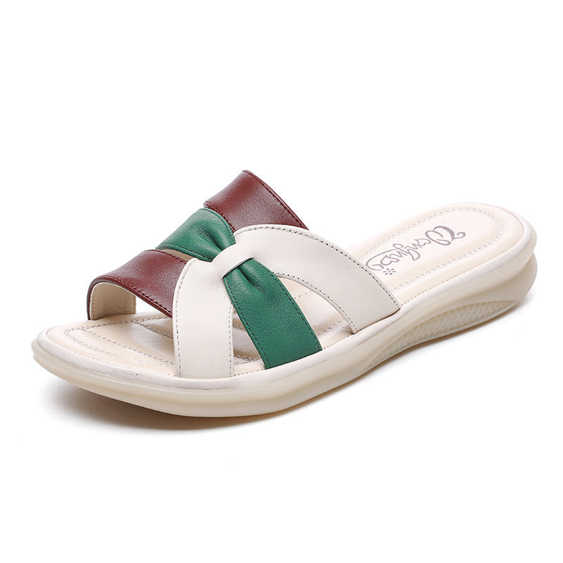 Women's Mom Summer Flat Color Matching Flip-flops Sandals