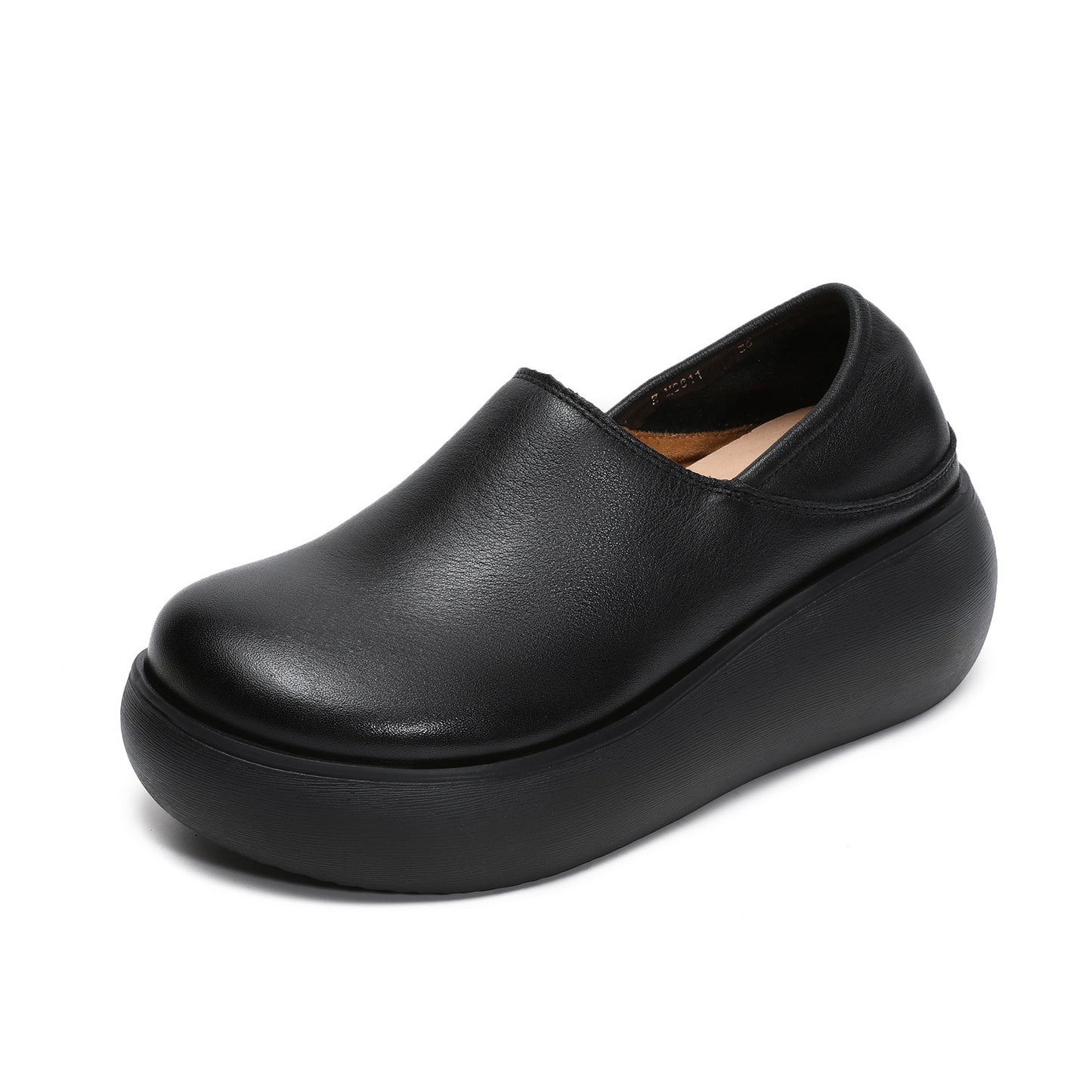 Women's Cowhide Two-way Thick Bottom Muffin Slip-on Loafers