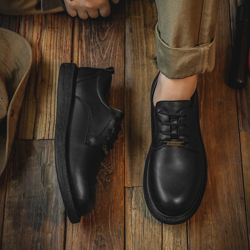 Men's Korean Style Trendy British Versatile Low-cut Leather Shoes