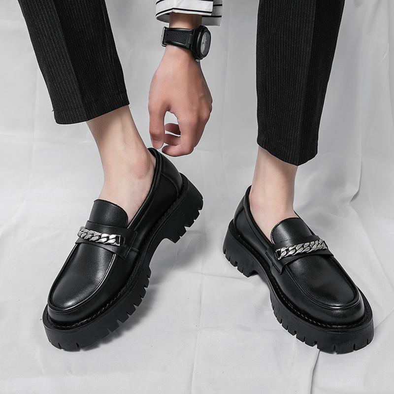 Men's Green Less One Pedal Platform Height Leather Shoes