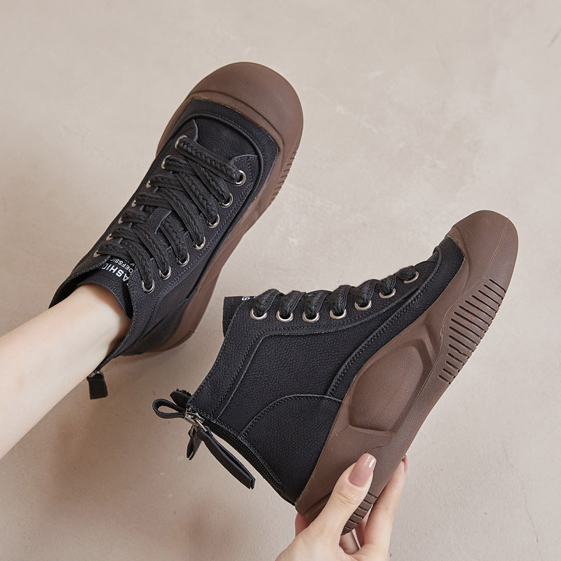 Authentic Platform Ankle Vintage Rear Zipper Boots