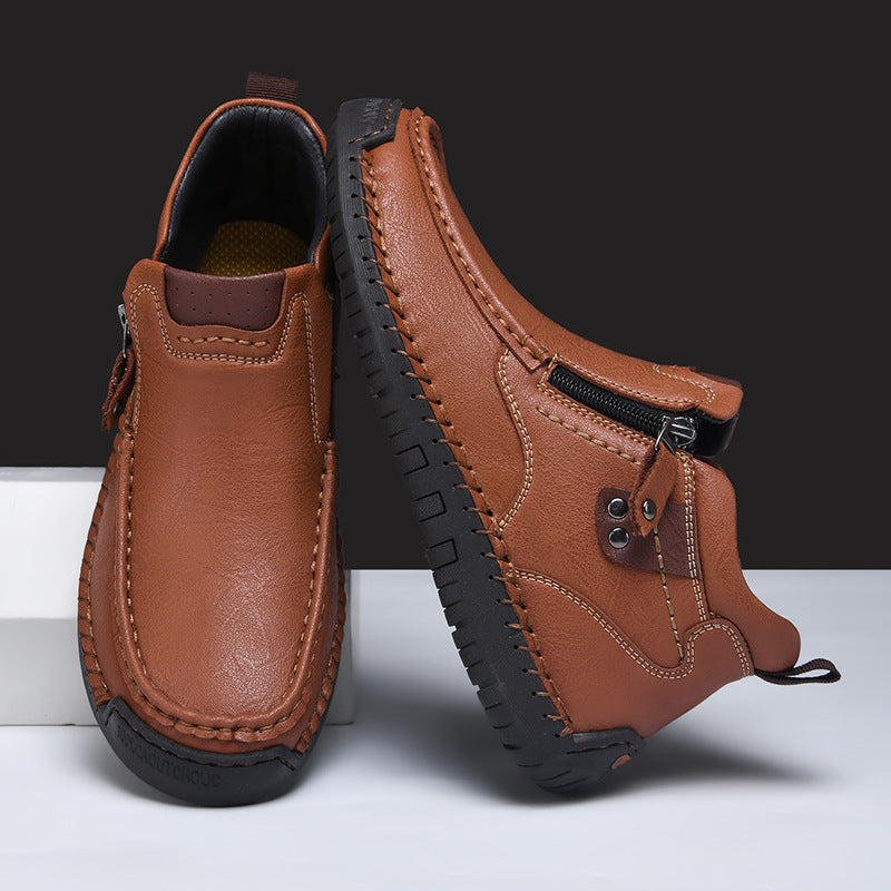 Men's Winter Side Zipper Fashion Short Plus Leather Shoes