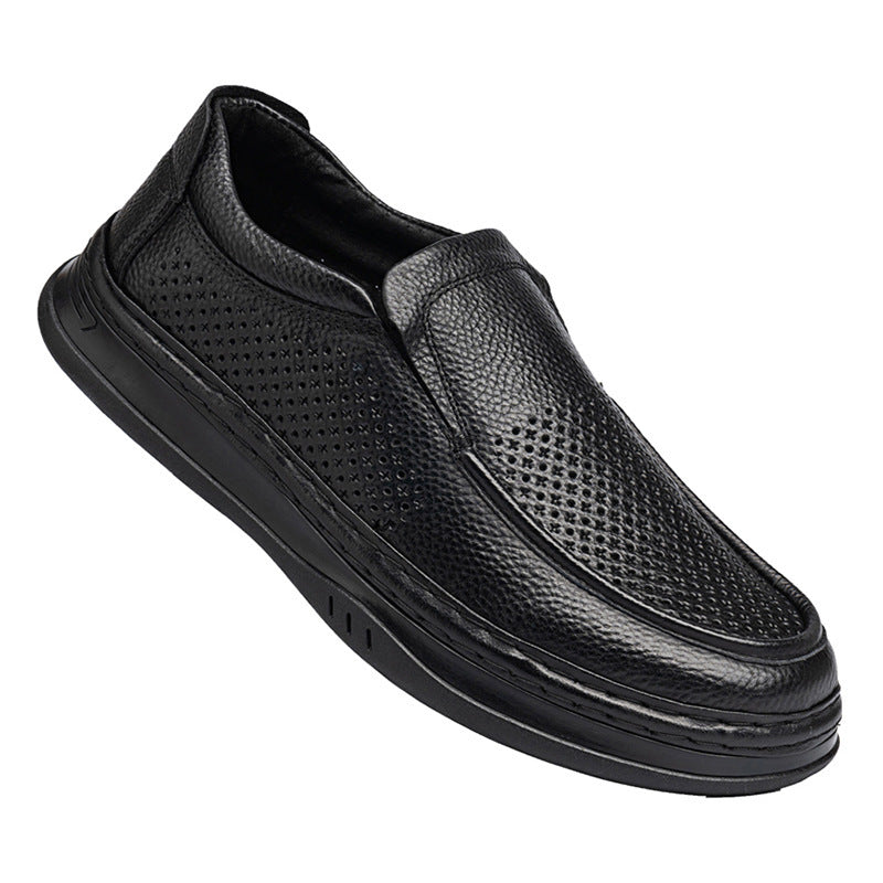 Men's First Layer Calf Hollow Hole One Men's Business Leather Shoes