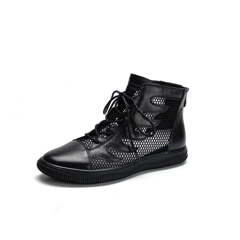 Women's Korean Style Mesh Surface Flat Genuine Sandals
