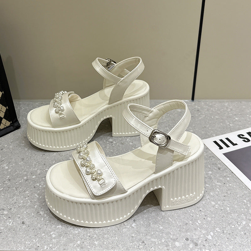 Women's Tired Feet Small Waterproof Platform Thick Heels