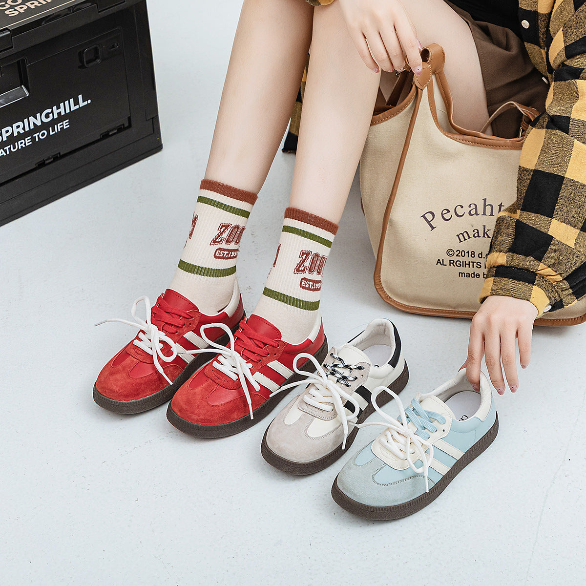 Women's German Training Autumn Two Bars Trendy Sneakers