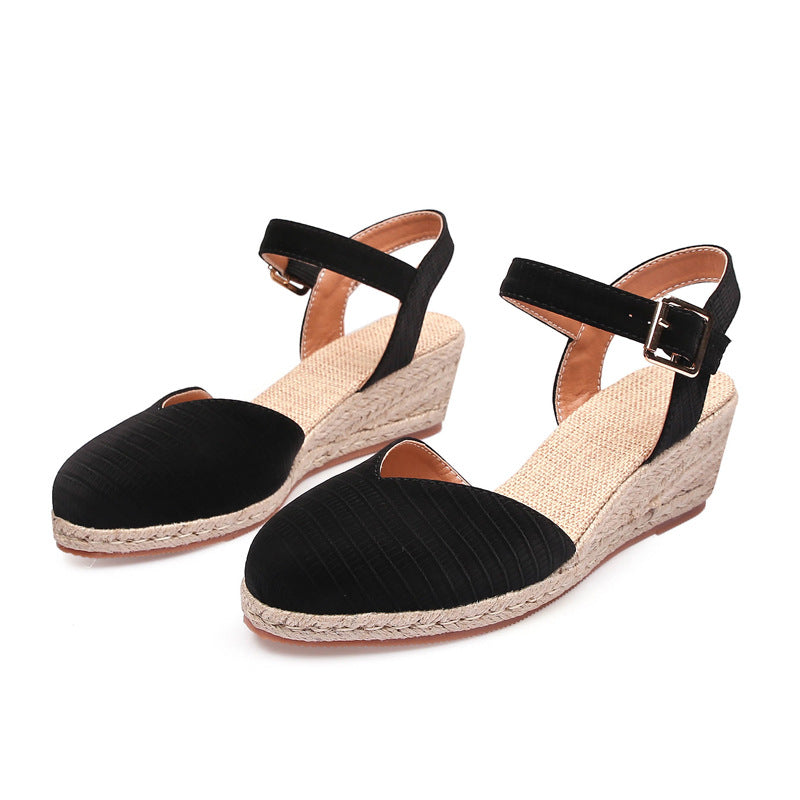 Women's Wedge Platform High Toe Box Pumps Back Empty Slippers