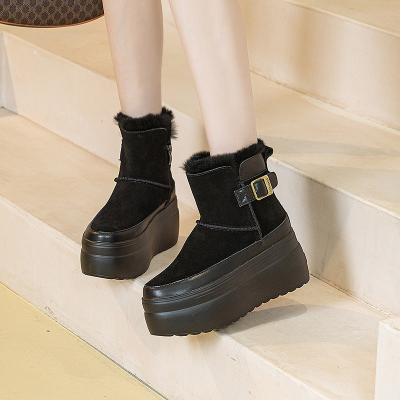 Women's Winter Rabbit Fur Warm Booties Platform Snow Boots