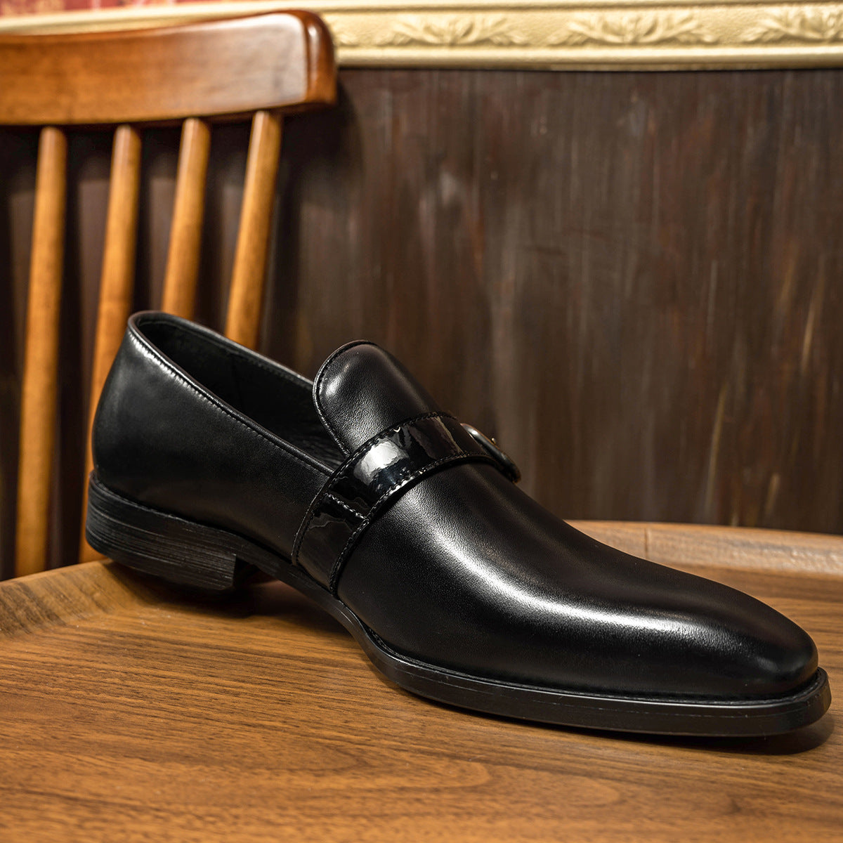 Men's Business Cowhide Square Toe Breathable Wearable Leather Shoes