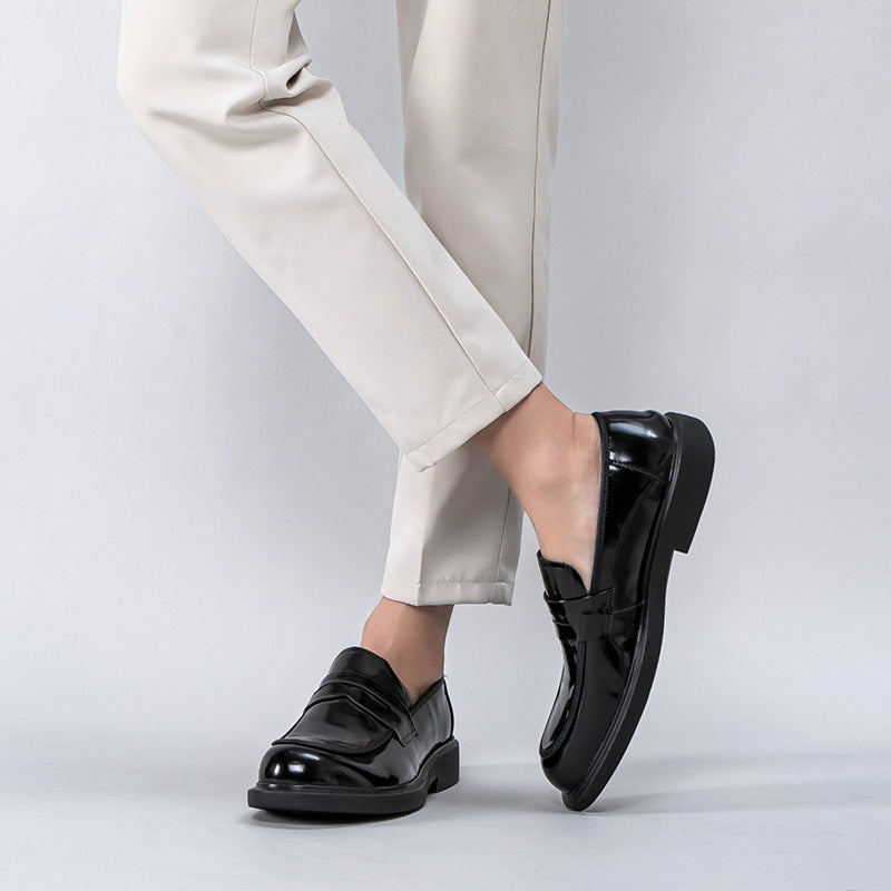 Men's Glossy Fashion British Slip-on Business Formal Leather Shoes