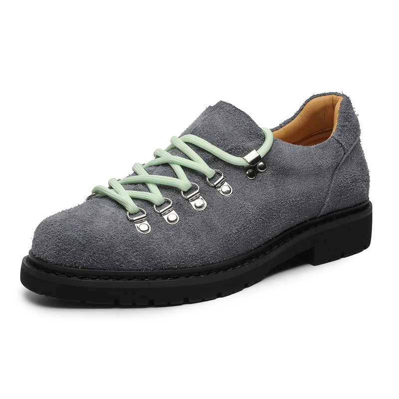 British Style Round Head Suede Derby Thick Casual Shoes