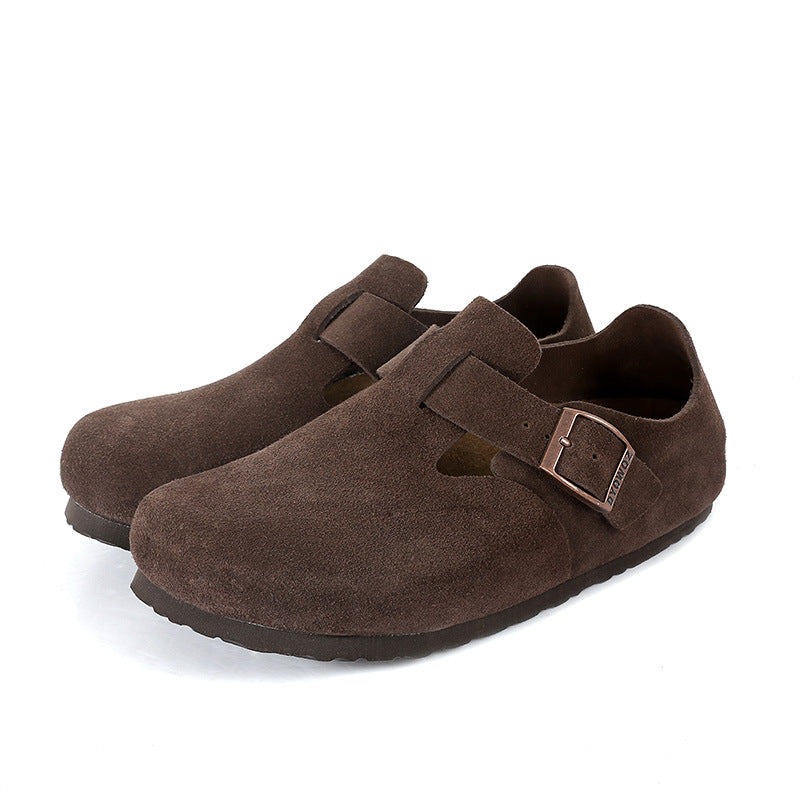 Women's Cork Toe Box All-inclusive Cowhide Low Casual Shoes