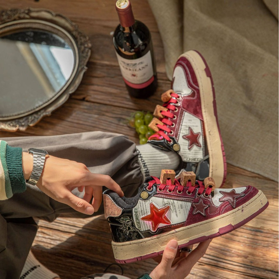 Red Wine Platform Star Retro National Sneakers