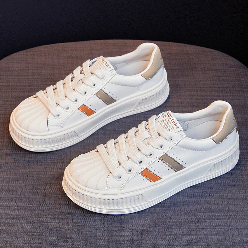Women's Genuine Shell Head White Autumn Korean Casual Shoes