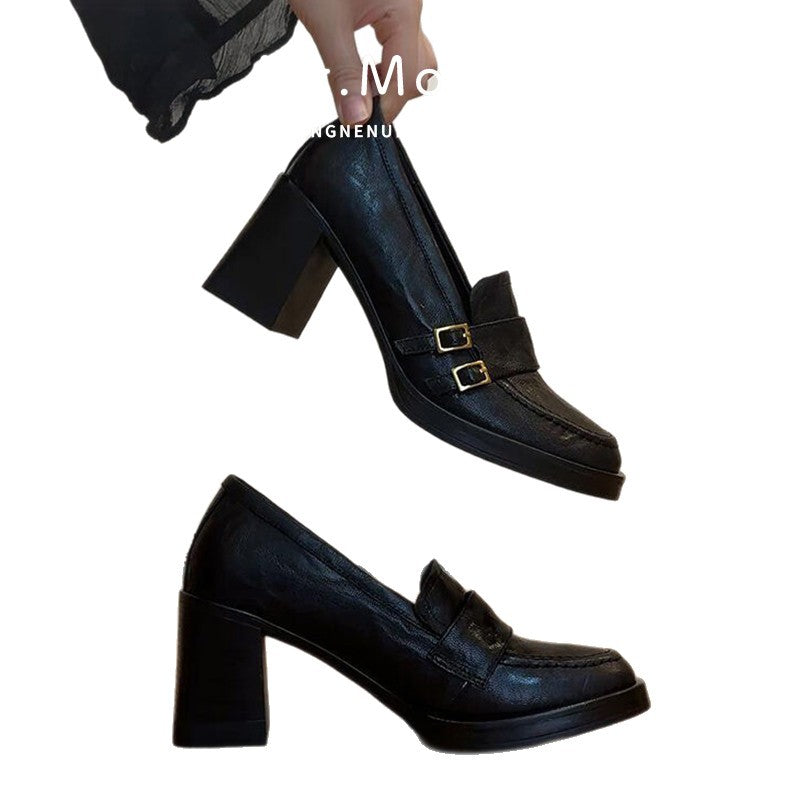 Women's British Style Chunky High Autumn Retro Women's Fashion Shoes