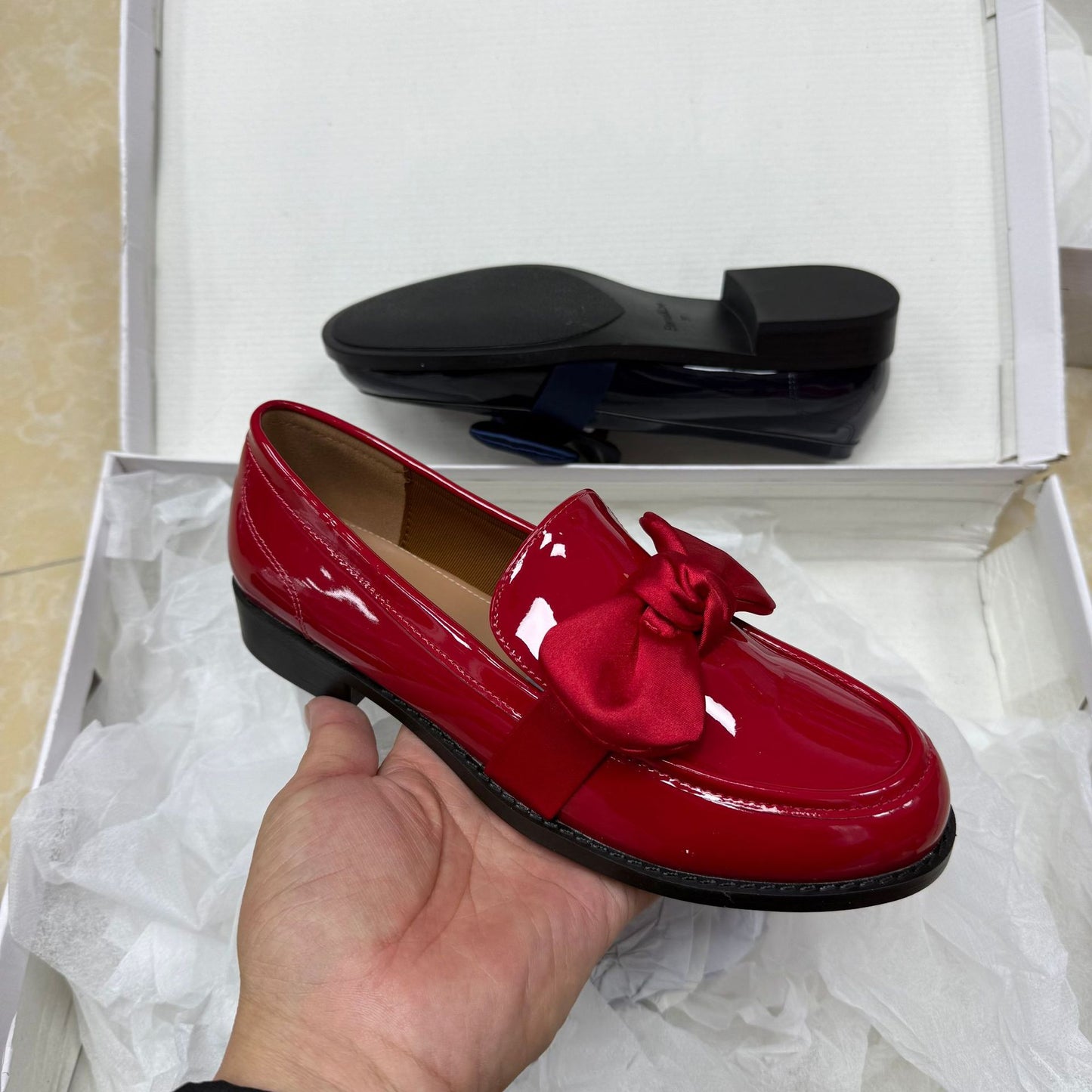 Women's Bow British Style Retro Chunky Loafers