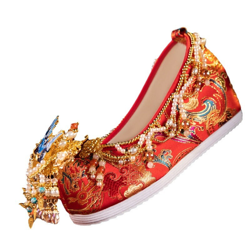 Forever Red Wedding Ancient Style Chinese Canvas Shoes