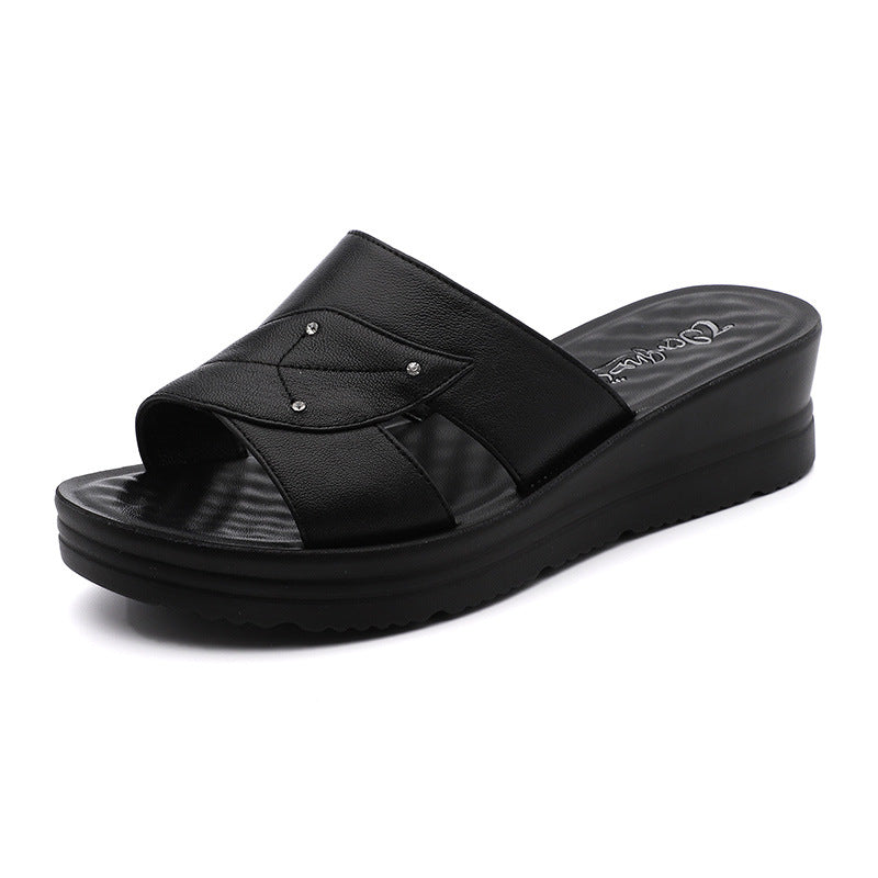 Women's Wedge Platform Authentic Mom Soft Bottom Slippers