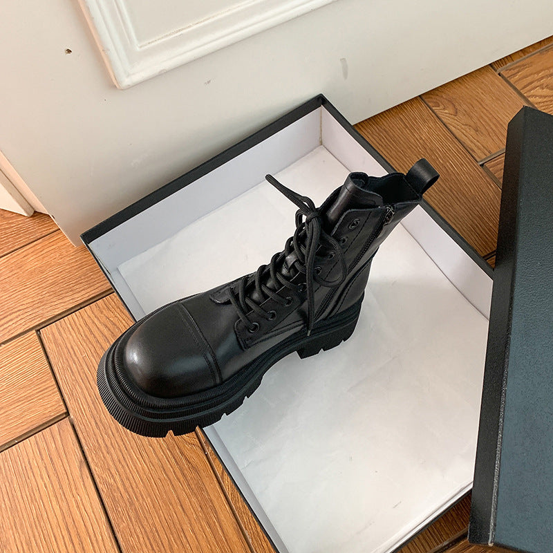 Women's Thick-soled British Style Ankle Height Increasing Boots