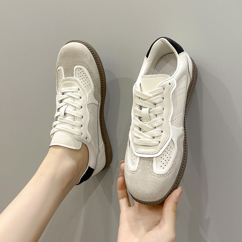 Women's Training Breathable White Round Toe Lace Casual Shoes