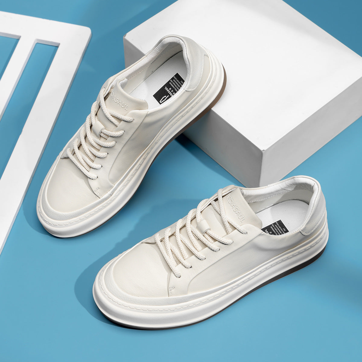 Men's White Breathable Board Summer Platform Versatile Sneakers