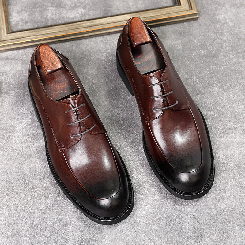 Men's Toe Round First Layer Cowhide Comfortable Leather Shoes