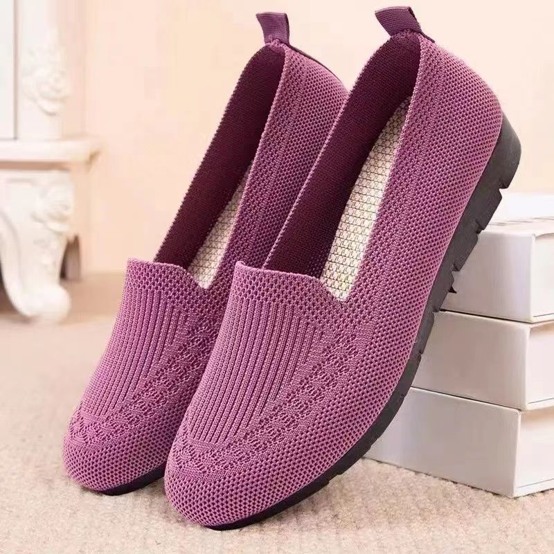 Women's Cloth Breathable Mesh Flat Mom Shallow Casual Shoes