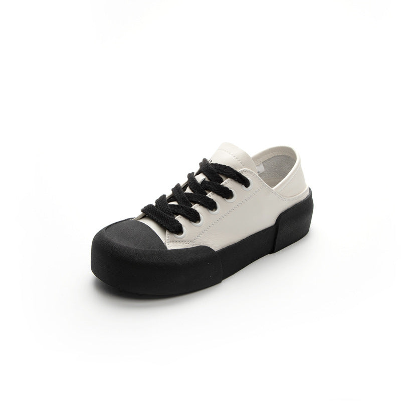 Women's Spring Cowhide Easy Wear Korean Flat Sneakers