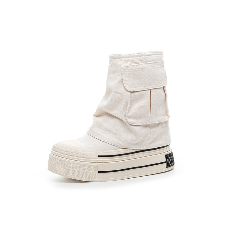 Women's Niche Design Worker Rubber Platform Double Canvas Shoes