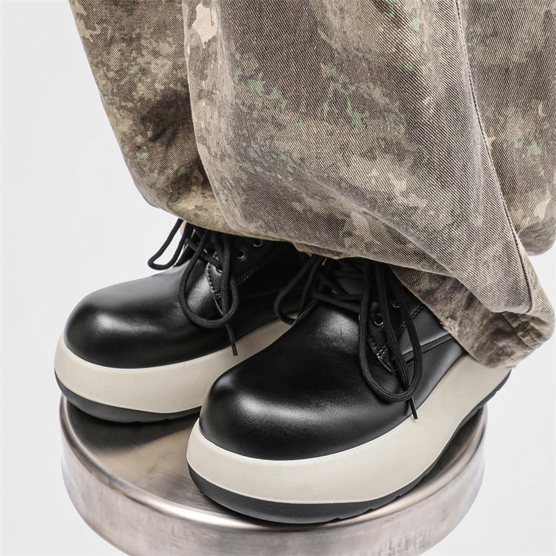Men's Q Version Big Head Derby Rhubarb Leather Shoes