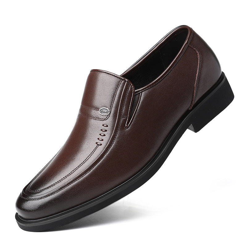 Men's Business Formal Wear Dad Cowhide Slip-on Leather Shoes