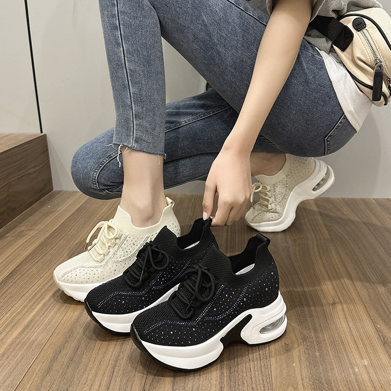 Women's Summer Breathable Mesh Surface Height Increasing Insole Casual Shoes