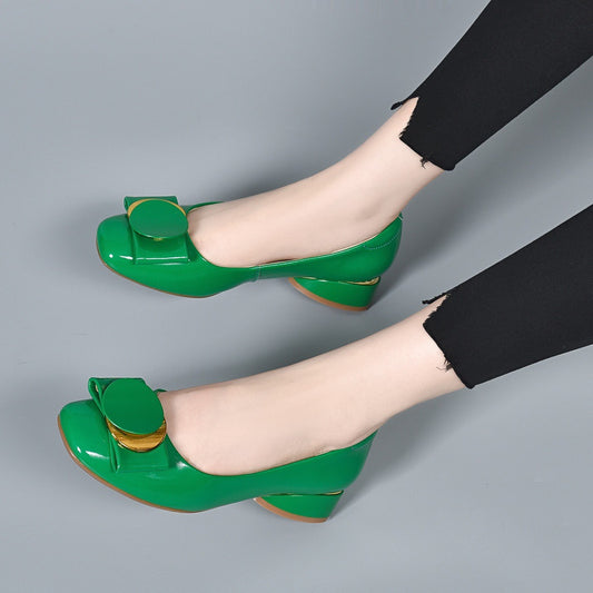 Women's Chunky Pumps Low-cut Spring Summer Green Women's Shoes