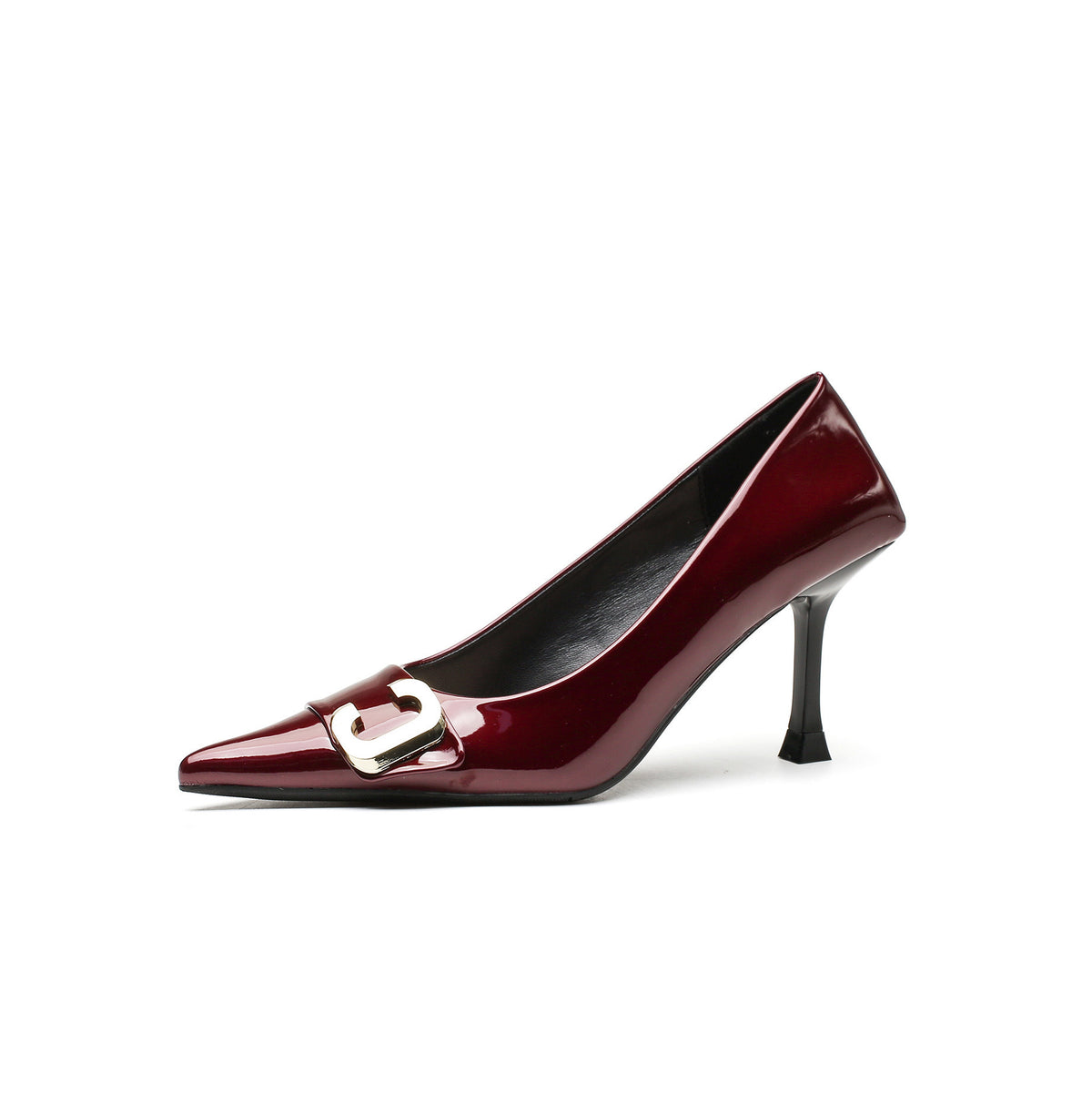 Women's Wine Red Classy High French Style Temperament Niche Low-cut Stilettos Heels