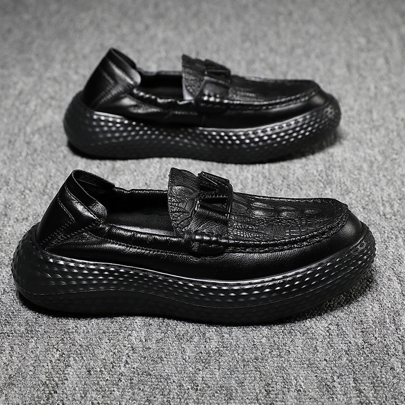 Men's Summer Breathable Mesh Genuine Black Driving Loafers