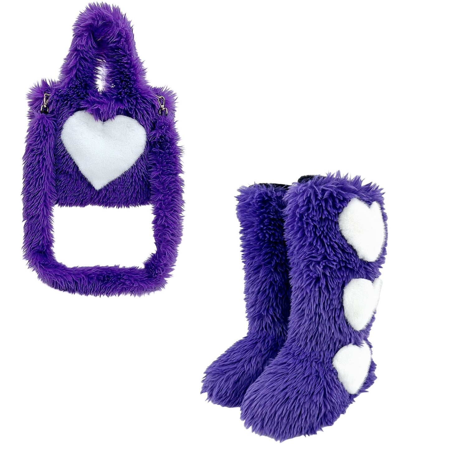 Women's Sweet Cool Style Imitation Fur Furry Tote Bag Snow Boots