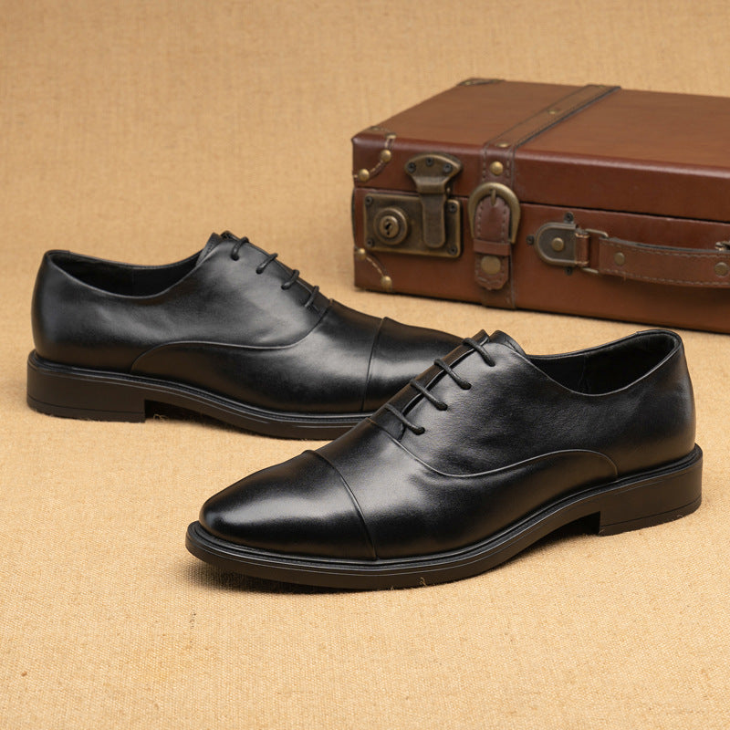 Men's Rubber Soft Bottom First Layer Cowhide Leather Shoes