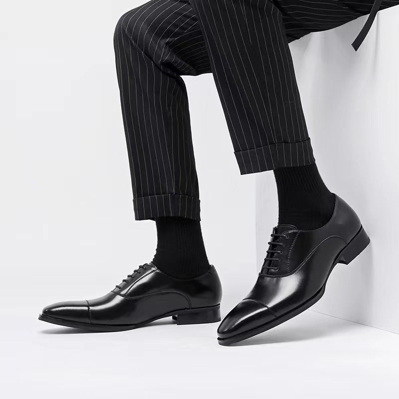 Men's British Spring Square Toe Bridegroom Wedding Leather Shoes