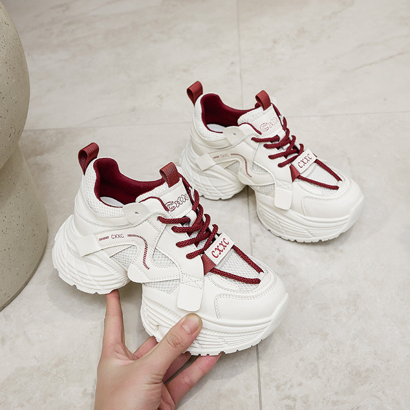 Women's Lightweight Soft Sole White Spring Height Casual Shoes