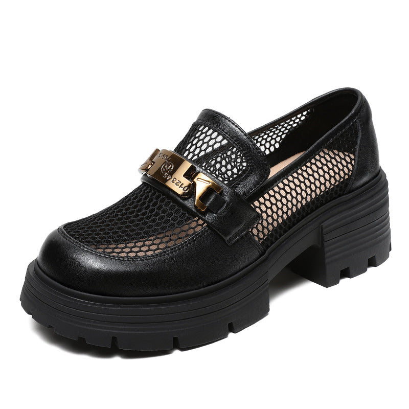 Women's Mesh Surface Platform Summer Breathable Slip-on Loafers