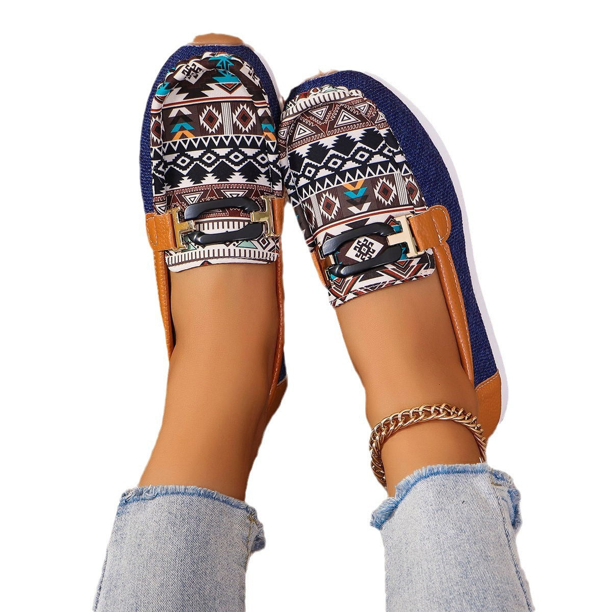 Women's Autumn Thick Bottom Color Matching Slip-on Casual Shoes