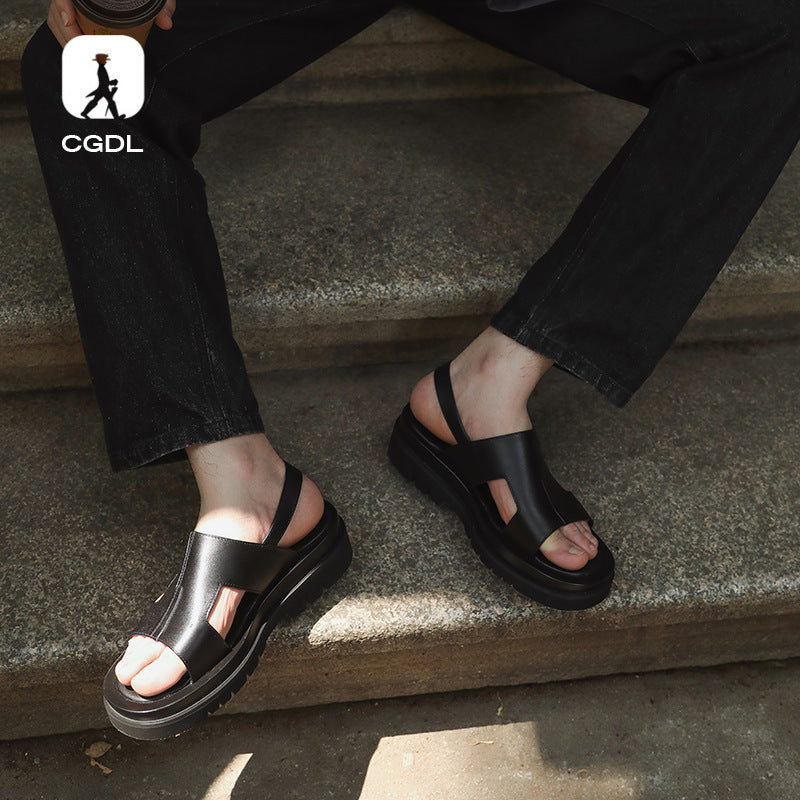 Men's Summer Platform Breathable Increased Green Trendy Sandals